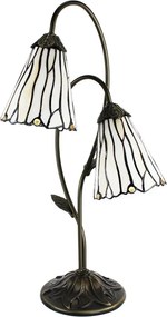 Stolná Tiffany lampa 2 tienidlá hnedé kamienky BrownEye - 35*18*61 cm E14/max 2*25W