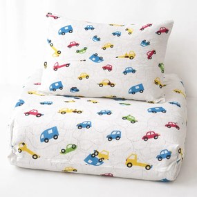 Mušelínové obliečky Autíčko TiaHome - 1x Vankúš 90x70cm, 1x Paplón 140x200cm