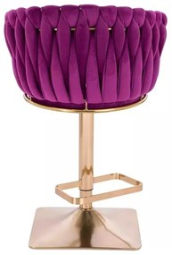 LuxuryForm DESIGN Barová stolička NORDEN VELUR na zlatej hranatej podstave - fuchsia