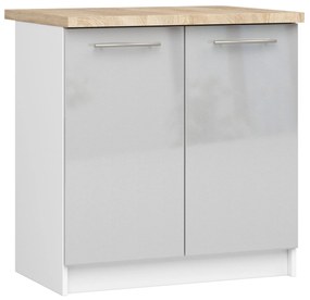Dolná kuchynská skrinka Ozara S80 2D (biela + metalický lesk). Akcia -10%. Vlastná spoľahlivá doprava až k Vám domov. 1071126