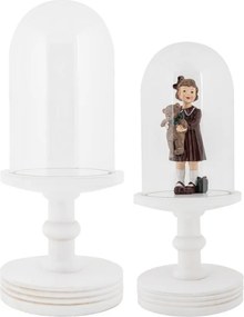 Biely drevený podnos so skleneným poklopom Ricco - Ø 17*40 cm