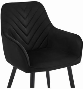 Set dvoch jedálenských stoličiek NANA zamatové, čierne (čierne nohy) 2 ks