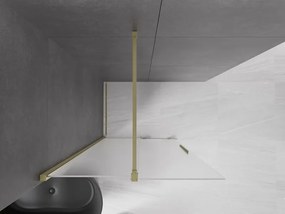 Mexen Velar, sprchová zástena s posuvnými dverami Walk-in 100 x 200 cm, 8mm sklo námraza, zlatá matná, 871-100-000-33-55