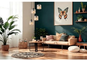 Závesné svietidlo Riffle Square, 4x medové sklenené tienidlo, b, o