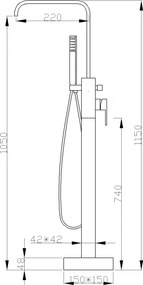 Mexen Avila, voľne stojaca vaňová batéria, zlatá lesklá, 75833-50