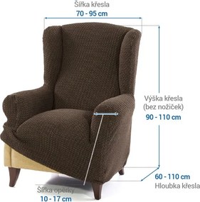 Super strečové poťahy NIAGARA tabaková kreslo ušiak (š. 70 - 95 cm)