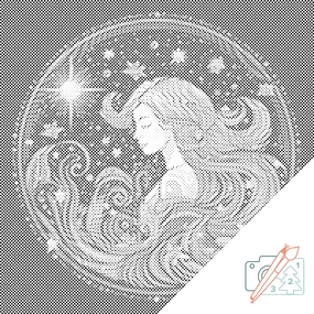 Gario Bodkovanie Vodnár/Aquarius Rozmery: 50 x 50 cm, Rámovanie: S vnútorným rámom, Farba bodiek: Čierna