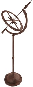Slnečné hodiny Sphere, 93x32 cm, liatina, hnedá
