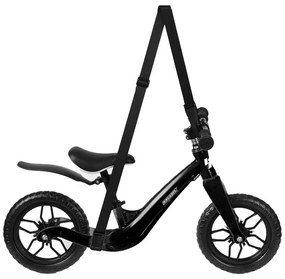 Detské odrážadlo KRUZZEL 12 s ramenným popruhom - čierne-ružové čierna