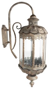 Zlatá antik nástenná kovová lampa v tvare lucerny Milia - 29*23*65 cm E14/max 1*60W