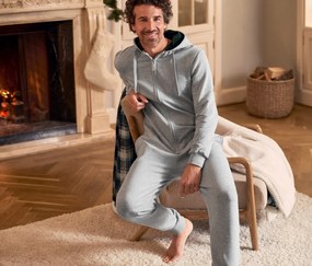 Plyšová károvaná obojstranná deka, modrá