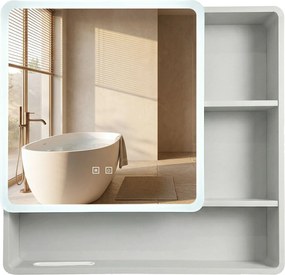 Rea Rea, LED zrkadlová skrinka s osvetlením 70x65 cm, plast, M1016-70, biela-šedá, REA-M0101