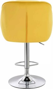 LuxuryForm DESIGN Barová stolička AVOLA VELUR na striebornom tanieri - žltá