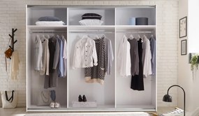 Šatníková skriňa so zrkadlom Daria, 270 cm, dub/biela