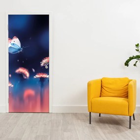 Fototapeta na dvere - Púpavy s modrým motýľom (95x205cm)