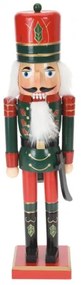 Luskáčik v červeno-zelenom oblečení s mečom 38 cm