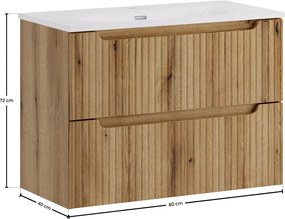 Závěsná skříňka Nova Sky se zápustným umyvadlem Nova 80 cm dub coast evoke
