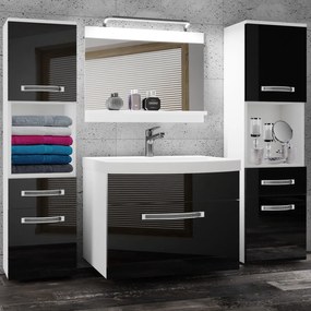Kúpeľňový nábytok Belini Premium Full Version čierny lesk  + umývadlo + zrkadlo + LED osvetlenie Glamour 101