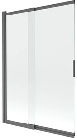 Mexen Fox, 2-krídlová posuvná vaňová zástena 120 × 150 cm, 5mm číre sklo, grafitový profil, 891-120-002-66-00