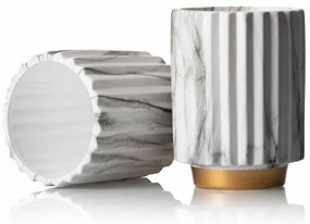 KERAMICKÝ KVETINÁČ BLUM MARBELING GOLD 16X12 CM BIELA/ZLATÁ