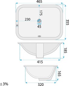 Rea Anabel, zapustené umývadlo 460x350x200 mm, biela lesklá, REA-U0624
