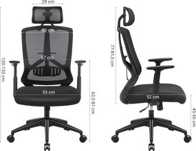 Kancelárska ergonomická stolička s bedrovou opierkou a s funkciou kolísania, čierna