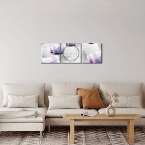 Obraz s kvetmi (s hodinami) (90x30 cm)