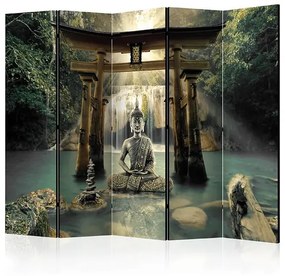 Paraván - Buddha Smile II [Room Dividers] Veľkosť: 225x172, Verzia: Akustický