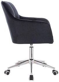 LuxuryForm DESIGN Kreslo AMALFI VELUR na striebornej podstave s kolieskami - čierne