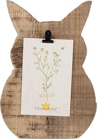 Hnedý antik drevený fotorámik králik s klipom Clipp - 18*2*25 cm / 10*15 cm