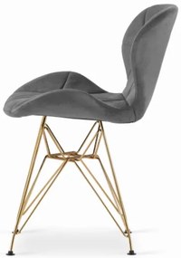 Zamatová stolička Paris sivá so zlatými nohami