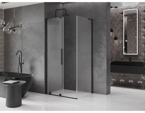 Mexen Velar L, sprchový kút s posuvnými dverami 110 x 80 cm, 8mm sklo námraza, čierna matná, 871-110-080-33-70