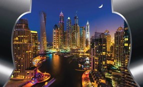 Fototapeta - Dubajské mrakodrapy v noci (254x184 cm)