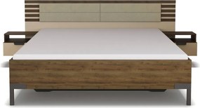 Posteľ s nočnými stolikmi Barea 180x200, béžová/dub atlantic