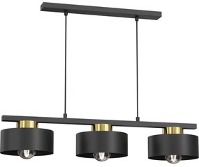 Luster na lanku MARTI 3xE27/15W/230V čierna/zlatá