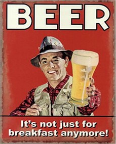 Červená kovová nástenná ceduľa Beer - 20*1*25 cm