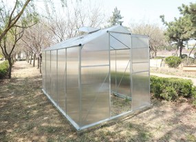 Skleník so základňou BestBerg BBGH-1006S / 5,95 m² / 313 × 190 × 194 cm / strieborná