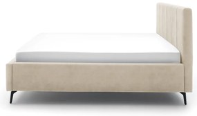 Béžová čalúnená dvojlôžková posteľ s úložným priestorom s roštom 160x200 cm Lizzano – Meise Möbel