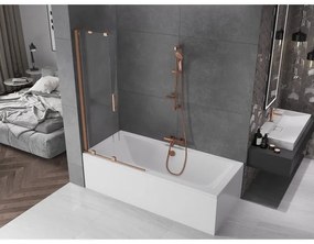 Mexen Velar, 2-krídlová posuvná vaňová zástena 95 x 150 cm, 8mm číre sklo, medená matná, 896-095-000-01-65