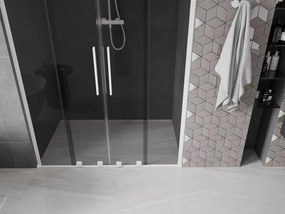 Mexen Velar L Duo, posuvné sprchové dvere do otvoru 150 cm, 8mm šedé sklo, biela matná, 871-150-003-42-20