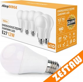 SADA 10x LED žiarovka E27 A60 12W 980lm - neutrálna biela