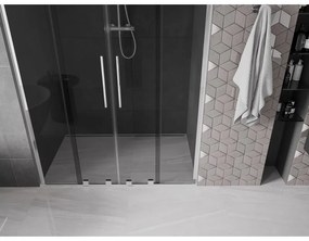 Mexen Velar L Duo, posuvné sprchové dvere do otvoru 140 cm, 8mm šedé sklo, chrómová, 871-140-003-42-01