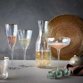 SMERALDA Sada pohárov na sekt so zlatým okrajom 400 ml 4 ks