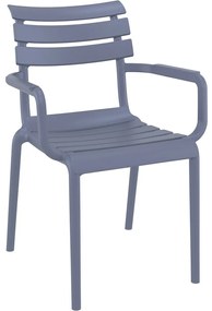 PARIS záhradná stolička s podrúčkami dark grey