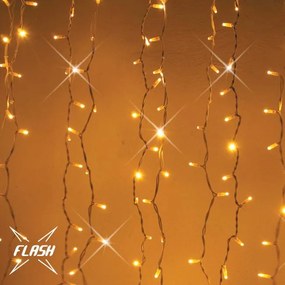 DECOLED Svetelný záves LED, 1x5 m, teplá biela s bleskom, 500 diód, IP67