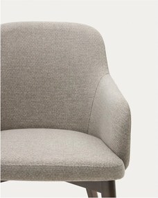 Béžové čalúnené jedálenské kreslo s podrúčkami Nelida – Kave Home