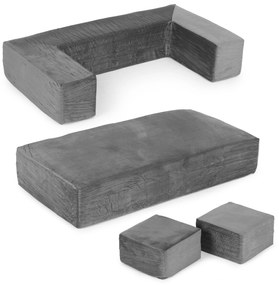 DIY modulárna rozkladacia pohovka pre deti 4 mäkké vankúše - sivá ECOTOYS