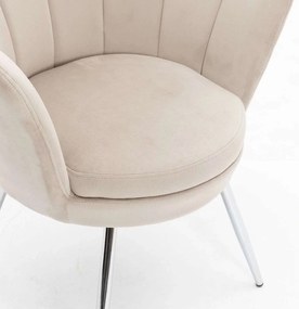 LuxuryForm DESIGN Kreslo FREY VELUR so striebornými nohami - latte