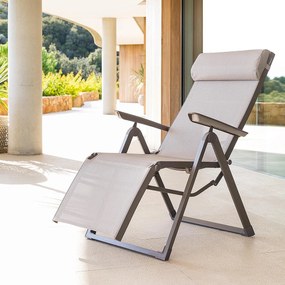 DEOKORK Hliníkové kreslo relaxačné MALTA (šedo-hnedá)