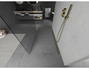 Mexen Kioto, priechodná sprchová zástena 100 x 200 cm, 8mm číre sklo, 2x zlatá stabilizačná rozpera, 800-100-002-50-00